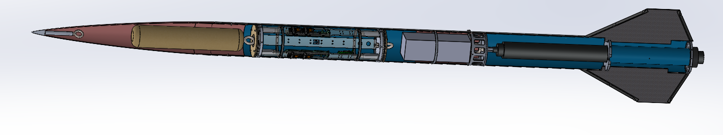 Technical diagram of Rowan Rocketry's past rocket design