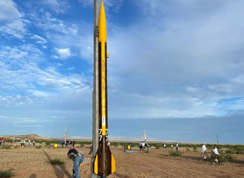 Full rocket in launch position